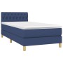 Box spring bed with mattress and LED blue fabric 90x200 cm by , Beds and slatted bases - Ref: Foro24-3133931, Price: 303,99 €...