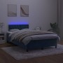 Box spring bed with mattress and LED dark blue velvet 120x200 cm by , Beds and slatted bases - Ref: Foro24-3134577, Price: 40...