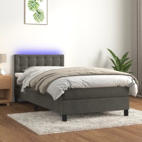 Cama box spring colchón y LED terciopelo gris oscuro 80x200 cm de , Camas y somieres - Ref: Foro24-3134610, Precio: 276,55 €,...