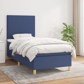 Cama box spring con colchón tela azul 80x200 cm de , Camas y somieres - Ref: Foro24-3142135, Precio: 330,67 €, Descuento: %