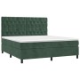 Cama box spring con colchón terciopelo verde oscuro 160x200 cm de , Camas y somieres - Ref: Foro24-3143214, Precio: 584,85 €,...