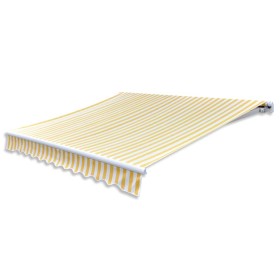 Toldo plegable de 400 cm amarillo y blanco de vidaXL, Toldos - Ref: Foro24-271723, Precio: 474,99 €, Descuento: %