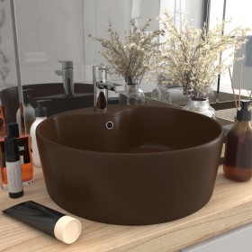 Luxurious matte dark brown ceramic sink and overflow 36x13 cm by , Sinks - Ref: Foro24-147039, Price: 58,99 €, Discount: %