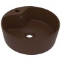 Lavabo lujoso y rebosadero cerámica marrón oscuro mate 36x13 cm de , Lavabos - Ref: Foro24-147039, Precio: 58,18 €, Descuento: %