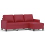 Sofá de 3 plazas con taburete cuero sintético rojo tinto 180 cm de , Sofás - Ref: Foro24-3201027, Precio: 370,13 €, Descuento: %