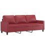 Sofá de 3 plazas con taburete cuero sintético rojo tinto 180 cm de , Sofás - Ref: Foro24-3201027, Precio: 370,13 €, Descuento: %