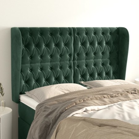 Headboard with dark green velvet ears 163x23x118/128cm by , Headboards and footboards - Ref: Foro24-3118349, Price: 156,99 €,...