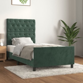 Dark green velvet bed frame with headboard 80x200 cm by , Beds and slatted bases - Ref: Foro24-3125907, Price: 150,03 €, Disc...