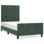 Estructura cama con cabecero terciopelo verde oscuro 80x200 cm de , Camas y somieres - Ref: Foro24-3125907, Precio: 150,03 €,...