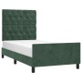 Estructura cama con cabecero terciopelo verde oscuro 80x200 cm de , Camas y somieres - Ref: Foro24-3125907, Precio: 150,03 €,...