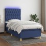 Box spring bed mattress and LED lights blue fabric 90x190 cm by , Beds and slatted bases - Ref: Foro24-3135643, Price: 391,89...