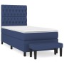 Box spring bed with blue fabric mattress 90x190 cm by , Beds and slatted bases - Ref: Foro24-3136803, Price: 398,73 €, Discou...