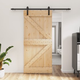 Puerta corredera con herrajes madera maciza de pino 95x210 cm de , Puertas - Ref: Foro24-3202985, Precio: 179,99 €, Descuento: %