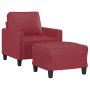 Sillón con taburete cuero sintético rojo tinto 60 cm de , Sofás - Ref: Foro24-3201022, Precio: 214,80 €, Descuento: %