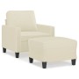 Sillón con taburete cuero sintético color crema 60 cm de , Sofás - Ref: Foro24-3201020, Precio: 205,11 €, Descuento: %