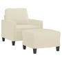 Sillón con taburete cuero sintético color crema 60 cm de , Sofás - Ref: Foro24-3201020, Precio: 205,11 €, Descuento: %