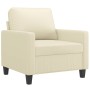 Sillón con taburete cuero sintético color crema 60 cm de , Sofás - Ref: Foro24-3201020, Precio: 205,11 €, Descuento: %