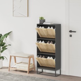 Black plywood shoe cabinet 52x25x120 cm by , Shoe racks and shoe organizers - Ref: Foro24-352128, Price: 160,77 €, Discount: %