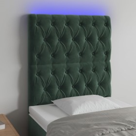 Cabecero con luces LED terciopelo verde oscuro 80x7x118/128 cm de , Cabeceros y pies de cama - Ref: Foro24-3122793, Precio: 8...