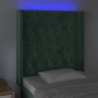 Cabecero con LED de terciopelo verde oscuro 83x16x118/128 cm de , Cabeceros y pies de cama - Ref: Foro24-3124417, Precio: 101...