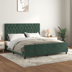 Estructura cama con cabecero terciopelo verde oscuro 160x200 cm de , Camas y somieres - Ref: Foro24-3125949, Precio: 283,99 €...