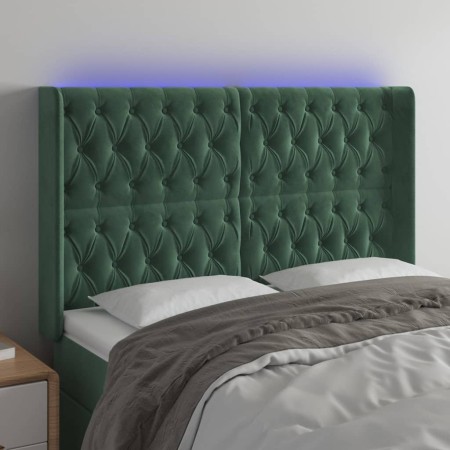 Cabecero con LED de terciopelo verde oscuro 163x16x118/128 cm de , Cabeceros y pies de cama - Ref: Foro24-3124441, Precio: 16...