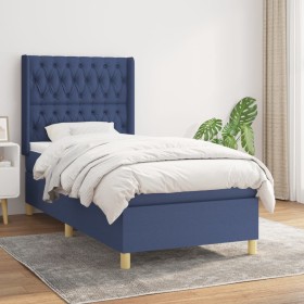 Box spring bed with blue fabric mattress 90x190 cm by , Beds and slatted bases - Ref: Foro24-3132199, Price: 391,22 €, Discou...