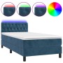 Box spring bed with mattress and LED dark blue velvet 100x200 cm by , Beds and slatted bases - Ref: Foro24-3134571, Price: 36...