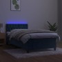 Box spring bed with mattress and LED dark blue velvet 100x200 cm by , Beds and slatted bases - Ref: Foro24-3134571, Price: 36...