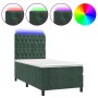 Box spring bed with mattress and LED dark green velvet 80x200 cm by , Beds and slatted bases - Ref: Foro24-3136272, Price: 35...