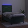 Box spring bed with mattress and LED dark green velvet 80x200 cm by , Beds and slatted bases - Ref: Foro24-3136272, Price: 35...