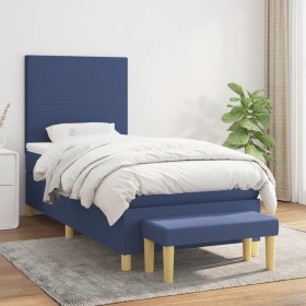 Cama box spring con colchón tela azul 80x200 cm de , Camas y somieres - Ref: Foro24-3136955, Precio: 364,56 €, Descuento: %