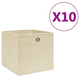 Aufbewahrungsboxen 10 Stück cremefarbener Vliesstoff 28x28x28 cm von vidaXL, Aufbewahrungskörbe - Ref: Foro24-325217, Preis: ...