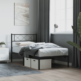 Bed frame with black metal headboard 107x203 cm by , Beds and slatted bases - Ref: Foro24-372273, Price: 66,99 €, Discount: %