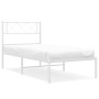 Estructura de cama de metal con cabecero blanco 107x203 cm de , Camas y somieres - Ref: Foro24-372322, Precio: 63,00 €, Descu...