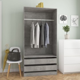 Betongrauer Sperrholzschrank 100x50x200 cm von , Kleiderschränke - Ref: Foro24-800607, Preis: 170,46 €, Rabatt: %