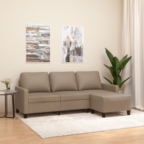 3-Sitzer-Sofa und Hocker aus cappuccinofarbenem Kunstleder, 180 cm von , Sofas - Ref: Foro24-3201028, Preis: 352,33 €, Rabatt: %