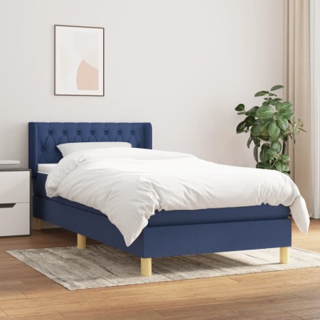 Cama box spring con colchón tela azul 90x190 cm de , Camas y somieres - Ref: Foro24-3130479, Precio: 334,73 €, Descuento: %