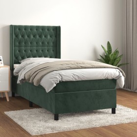 Cama box spring con colchón terciopelo verde oscuro 80x200 cm de , Camas y somieres - Ref: Foro24-3132828, Precio: 353,61 €, ...