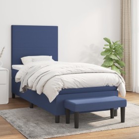 Box spring bed with blue fabric mattress 80x200 cm by , Beds and slatted bases - Ref: Foro24-3136395, Price: 367,25 €, Discou...