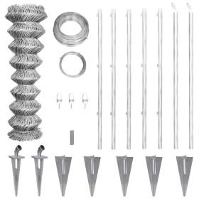 Metal fence with galvanized steel posts stakes 15x1 m by vidaXL, fence panels - Ref: Foro24-141503, Price: 178,04 €, Discount: %