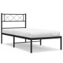 Bed frame with black metal headboard 100x200 cm by , Beds and slatted bases - Ref: Foro24-372272, Price: 65,15 €, Discount: %