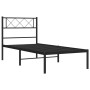 Bed frame with black metal headboard 100x200 cm by , Beds and slatted bases - Ref: Foro24-372272, Price: 65,15 €, Discount: %