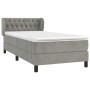 Box spring bed with light gray velvet mattress 100x200 cm by , Beds and slatted bases - Ref: Foro24-3127655, Price: 355,95 €,...