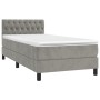 Cama box spring colchón y LED terciopelo gris claro 100x200 cm de , Camas y somieres - Ref: Foro24-3134567, Precio: 367,63 €,...