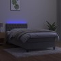 Box spring bed with mattress and LED light gray velvet 100x200 cm by , Beds and slatted bases - Ref: Foro24-3134567, Price: 3...