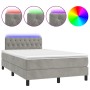 Cama box spring colchón y LED terciopelo gris claro 120x200 cm de , Camas y somieres - Ref: Foro24-3134573, Precio: 400,49 €,...