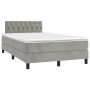 Cama box spring colchón y LED terciopelo gris claro 120x200 cm de , Camas y somieres - Ref: Foro24-3134573, Precio: 400,49 €,...