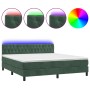 Cama box spring colchón y LED terciopelo verde oscuro 180x200cm de , Camas y somieres - Ref: Foro24-3134600, Precio: 557,99 €...