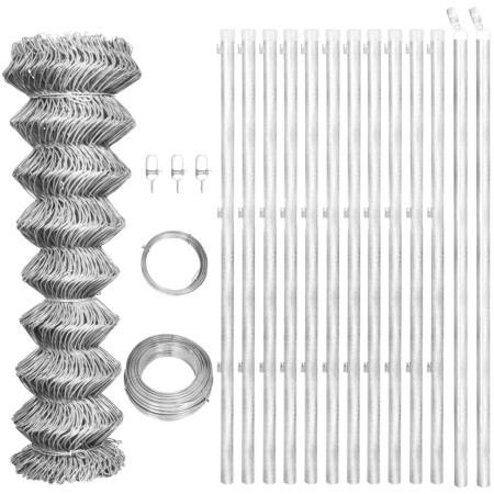 Valla tela metálica y postes acero galvanizado plateada 25x1 m de vidaXL, Paneles de vallas - Ref: Foro24-141499, Precio: 151...